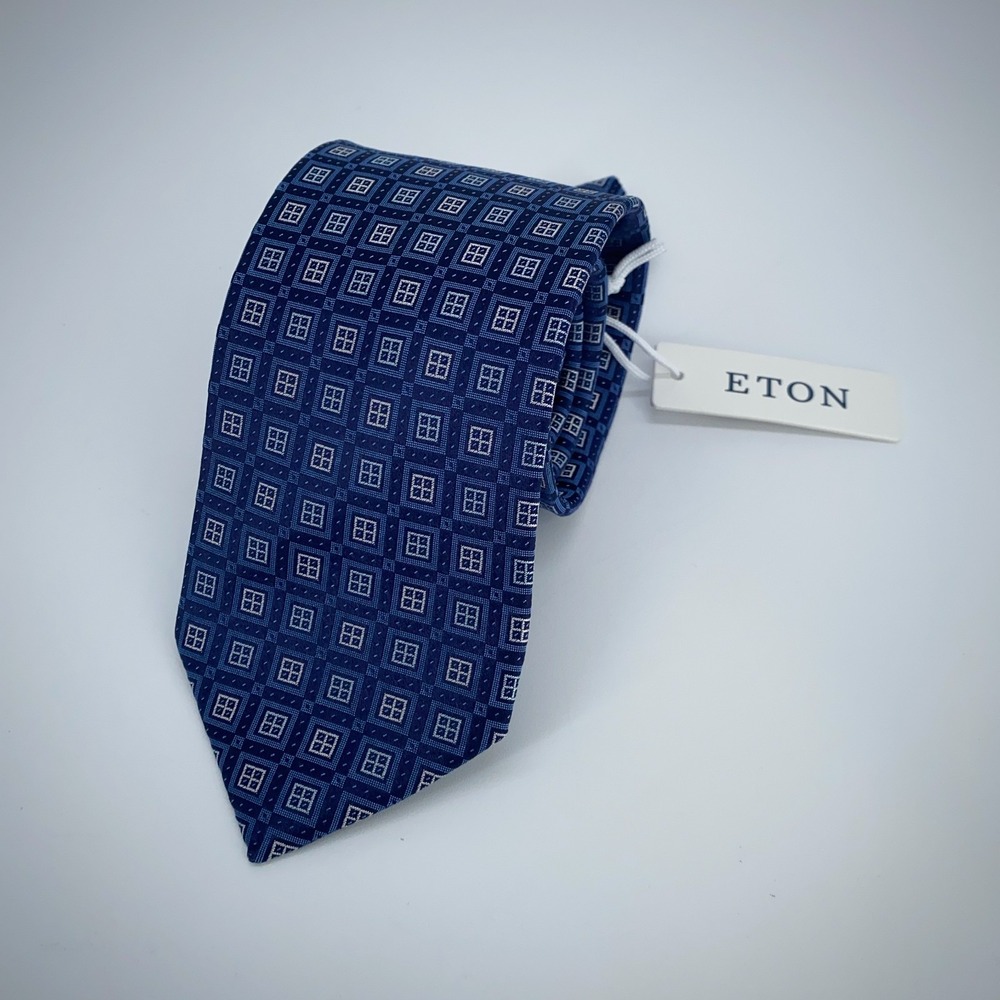 Eton Tie Mens One Size Multi Patterned Silk Classic Fit Necktie England Made NWT